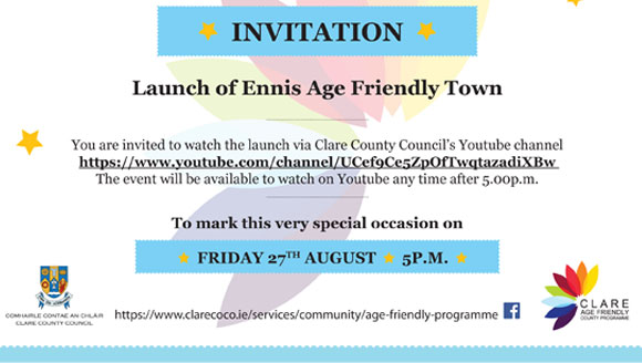 Invitation to launch video of Age Friendly Ennis