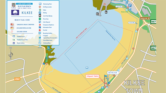 Kilkee beach amenities map